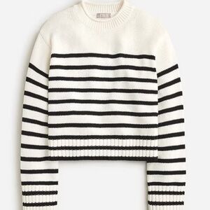 NWOT J Crew Rollneck Sweater in Ivory Black Stripe Small
